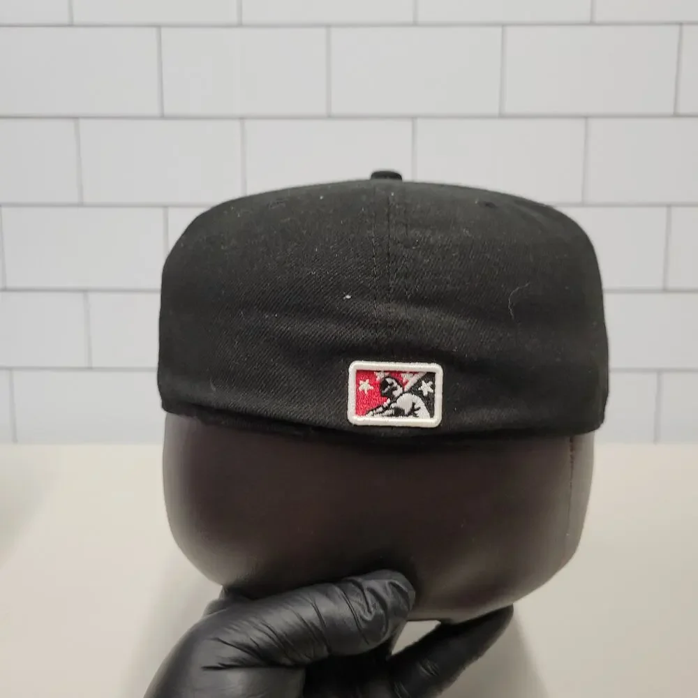 New Era 59FIFTY Hickory Crawdads MiLB Fitted Hat Black Red Size 7 1/4